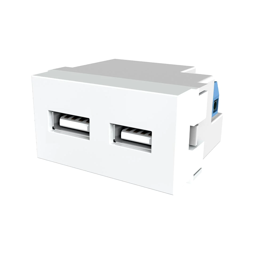 Modulo USB  doble 3 amp – blanco – marca Jeluz