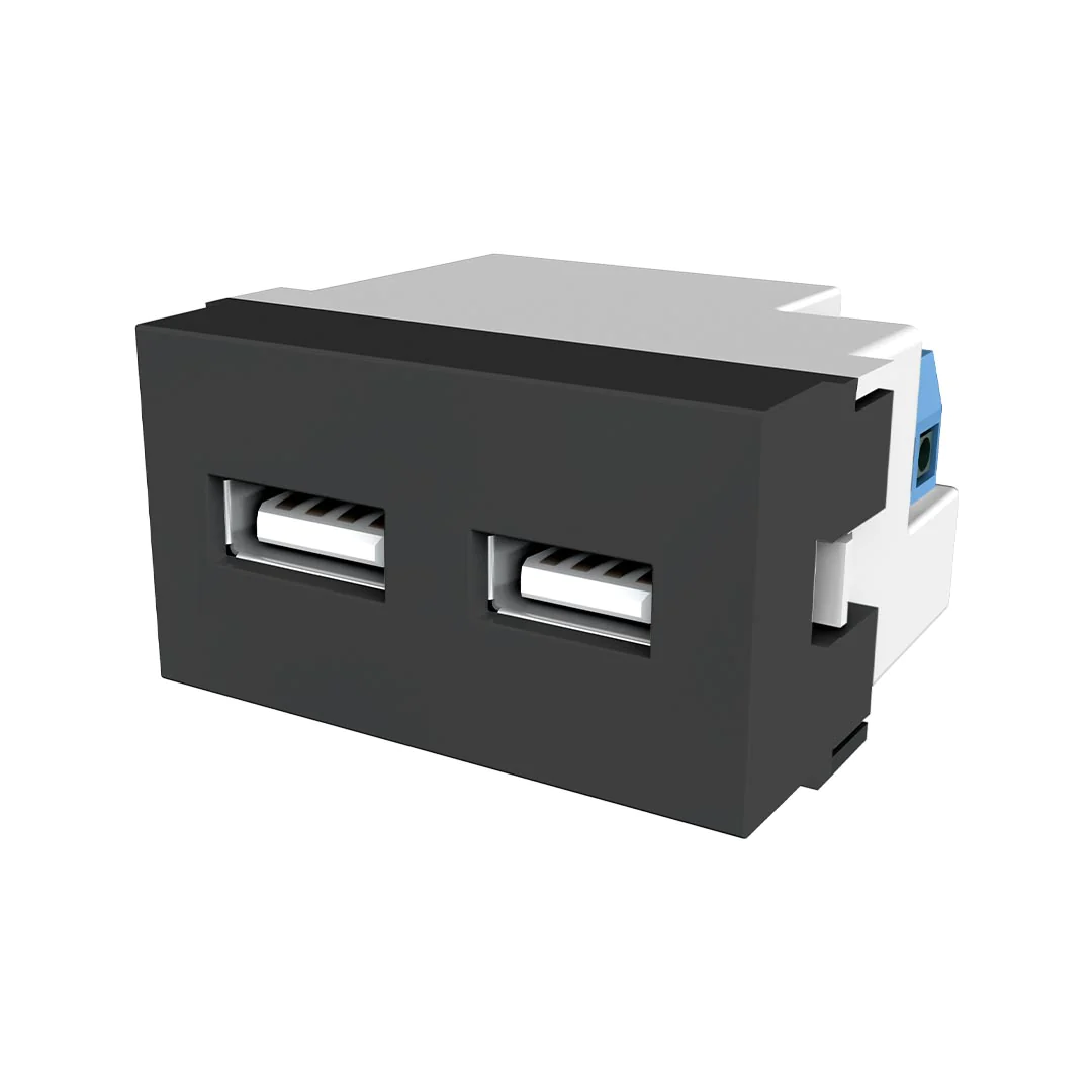 Modulo USB  doble 3 amp – negro – marca Jeluz