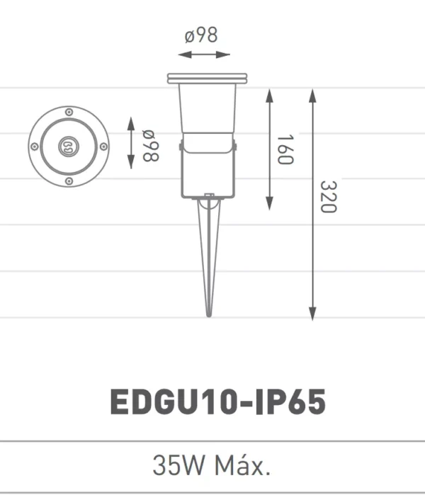 Portalámparas Gu10 Ip65 Estaca De Aluminio Macroled 35w Color Negro - Imagen 2