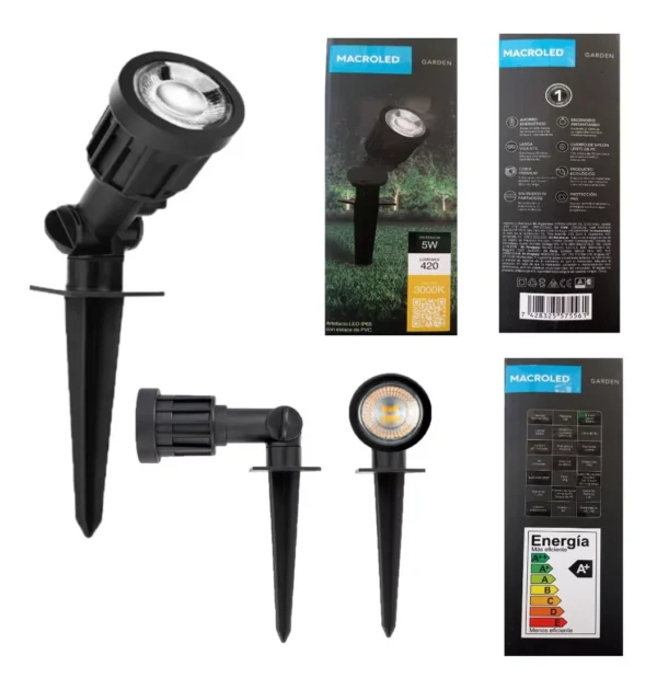 Lampara Estaca Led Exterior 5w Pvc Luz Calida Luz Blanco cálido