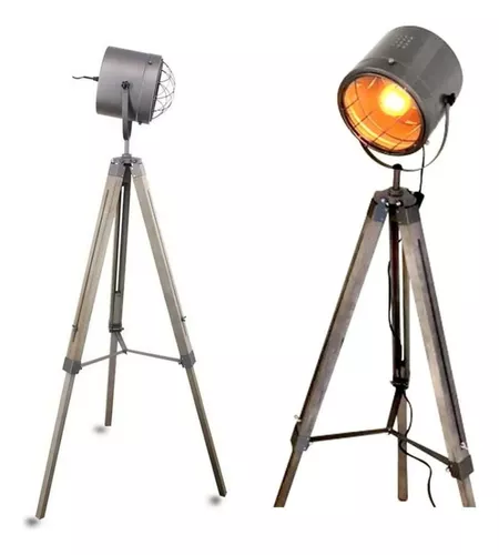 Lampara de Pie Tripode Ruffo Gris Plata E27