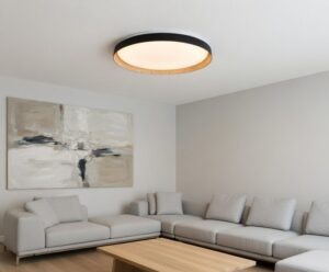 Aplique Plafon LED Chester Madera Redondo Luz Dinamica 45w CALIDO NEUTRO FRIO 51cm