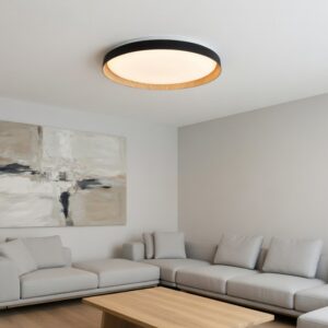 Aplique Plafon LED Chester Madera Redondo Luz Dinamica 45w CALIDO NEUTRO FRIO 51cm