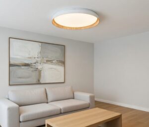 Aplique Plafon LED Chester Blanco Madera Redondo 51cm  45w CALIDO NEUTRO FRIO