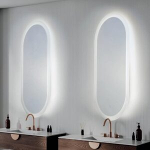 Espejo LED Oval Touch Integrado Reloj 95x45cm 28w