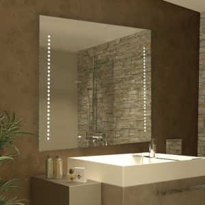 Espejo LED Touch Integrado 77x60cm Bluethoot Parlante Puntos Bordados 28w