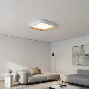 Aplique Plafon LED Galactic Madera Cuadrado Luz Dinamica 45w CALIDO/NEUTRO/FRIO 50cm x 50cm