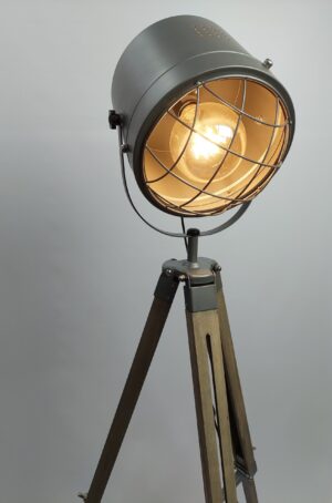 Lampara de Pie Tripode Ruffo Gris Plata E27