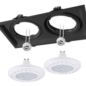 Plafón Negro Macroled SPOT BOX 2 EMBUTIDO 2 Focos LED 15W - MACROLED