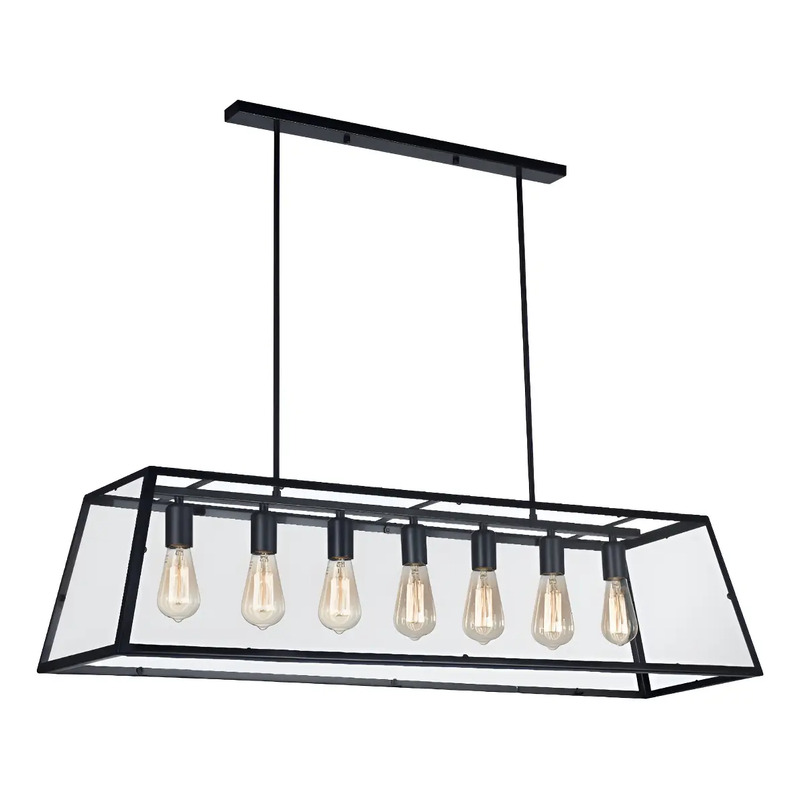Colgante 7 Luces Vidrio Deco Dynami Cocina Living Moderno Negro - LEUK