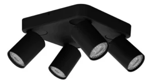 Lampara Aplique Techo Cuadrado 4 Luces Katharo Gu10 Negro - LEUK