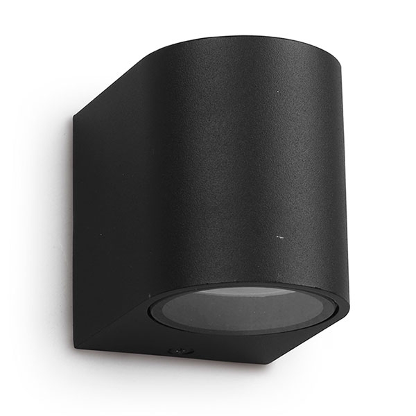 Aplique Unidireccional Cilindrico de Pared para 1 Dicroica GU10 Negro