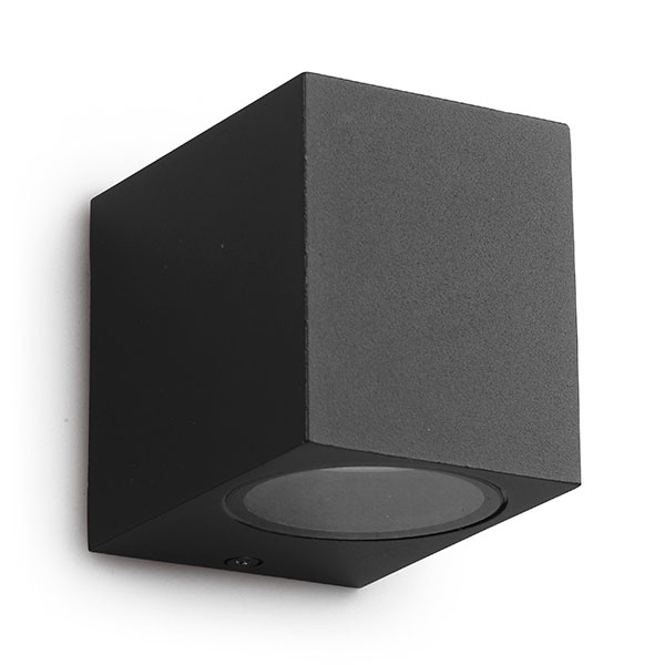 Aplique Unidireccional Rectangular de Pared para 1 Dicroica GU10 Negro