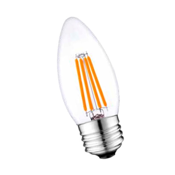 Lámpara Led Filamento Transparente Vela 4W E27 Luz Cálida