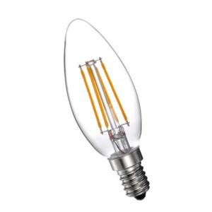 Lámpara Led Filamento Transparente Vela 4W E14 Luz Cálida