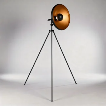 Lampara De Pie Rolon 1 Luz E27 Con Pantalla Negro + Oro
