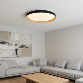 Aplique Plafon LED Chester Madera Redondo Luz Dinamica 45w CALIDO NEUTRO FRIO 51cm