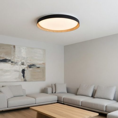 Aplique Plafon LED Chester Madera Redondo Luz Dinamica 45w CALIDO NEUTRO FRIO 51cm