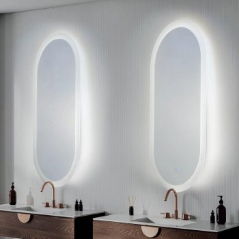 Espejo LED Oval Touch Integrado Reloj 95x45cm 28w