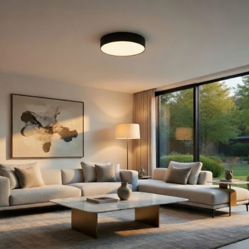 Aplique Plafon Led Circular City Negro 45w Moderno Calido Frio y Neutro